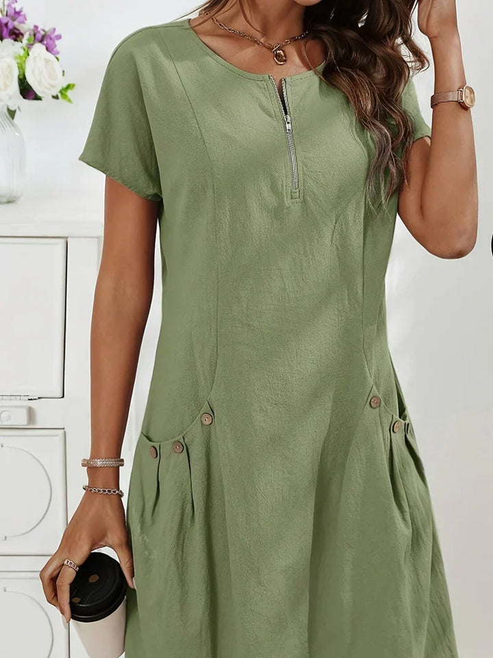 Lila | Pocket Midi Dress with Pleated Hem