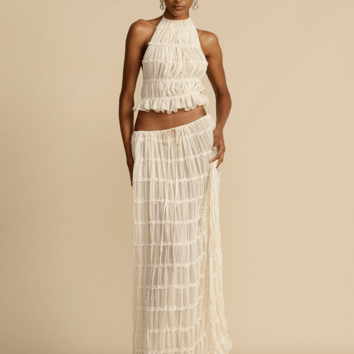 Chic Halter Top & Skirt Set for Stylish Occasions