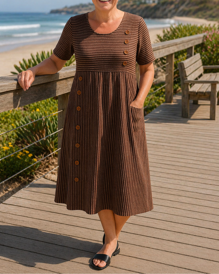 Brienne | Striped Button Midi Dress