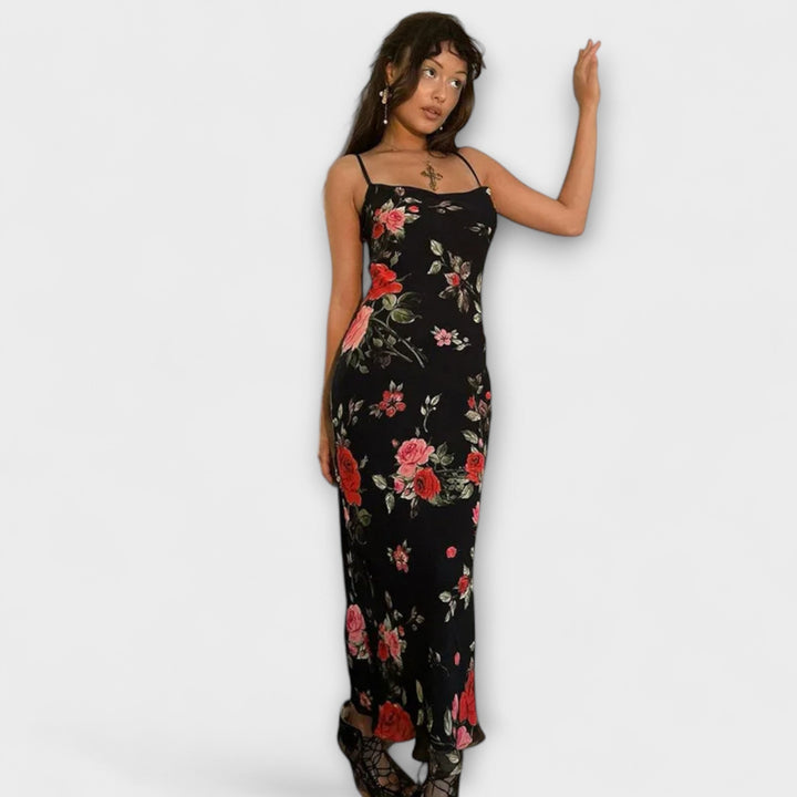 Floral Print Spaghetti Strap Dress for Parties