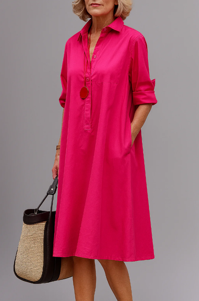 Marisse | Colorblock Button Front Midi Dress