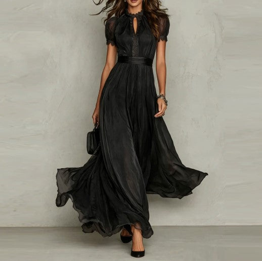 Lucia | Flowing Keyhole Maxi Dress