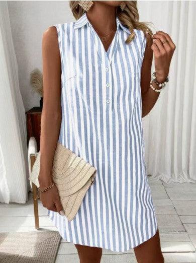 Lola | Sleeveless Striped Shirt Dress
