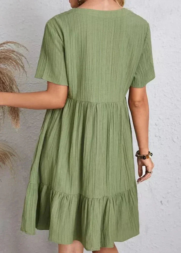 Ella | Tiered Midi Dress with V-Neck