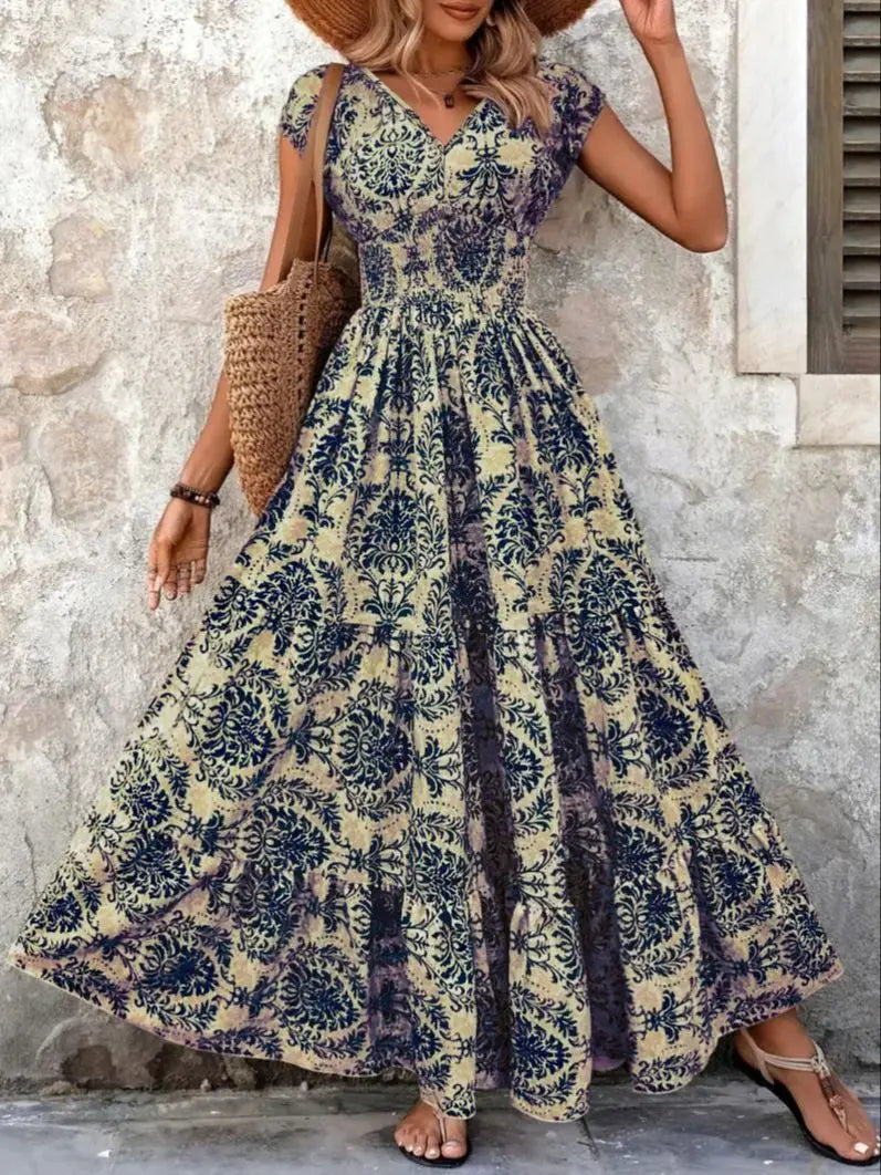 Aurora | Baroque Print Maxi Dress