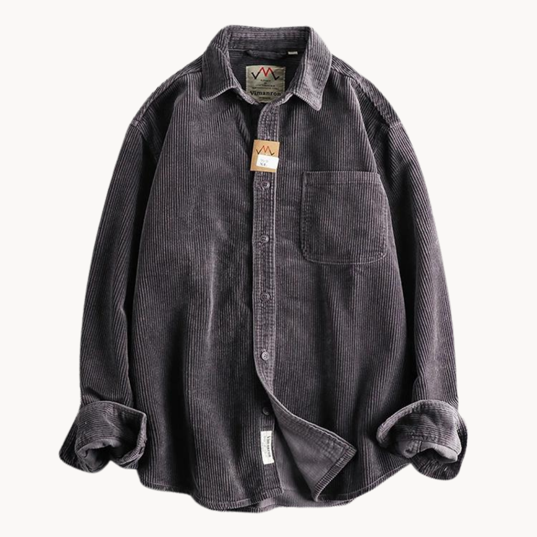 Gavin - Classic Brown Corduroy Long Sleeve Shirt | By Julian & Claire Toronto