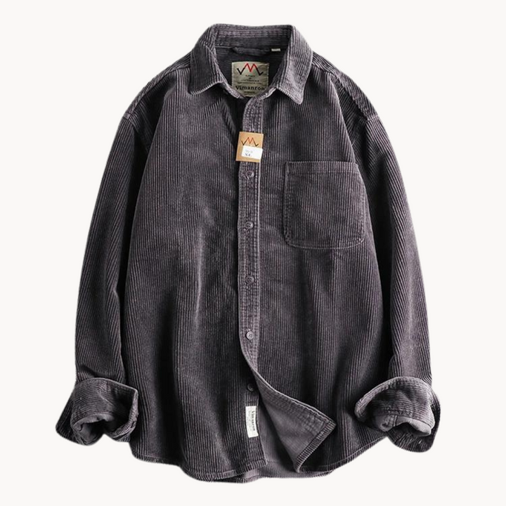 Gavin - Classic Brown Corduroy Long Sleeve Shirt | By Julian & Claire Toronto