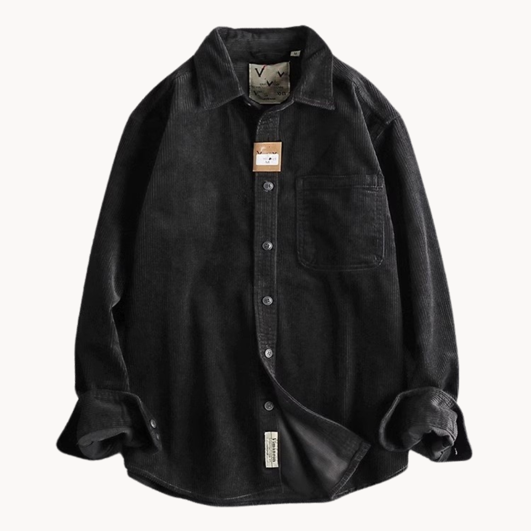 Gavin - Classic Brown Corduroy Long Sleeve Shirt | By Julian & Claire Toronto