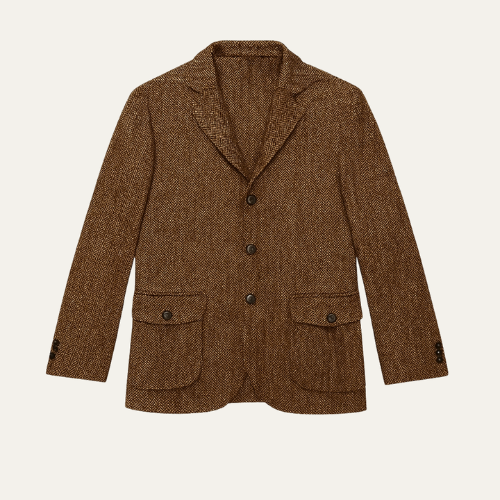 The Dolomiti Men's TweedSingle Breasted Business Blazer Suit - Dark Brown