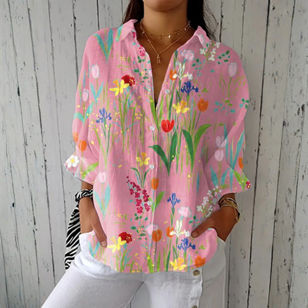 Petra | Floral Print Button Blouse