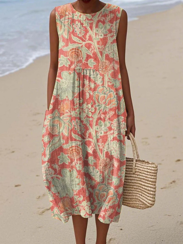 Amelie | Floral Sleeveless Midi Dress