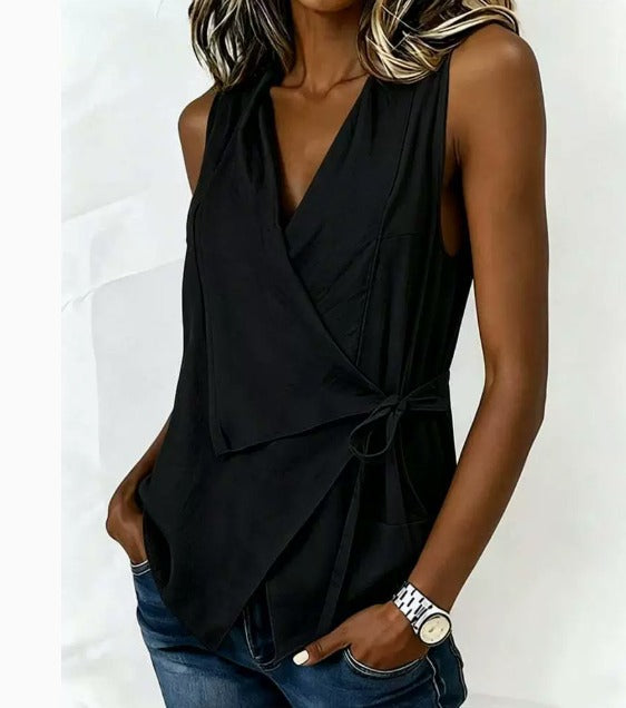 Sandy | Sleeveless Wrap Front Top