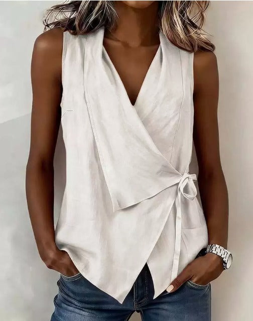 Sandy | Sleeveless Wrap Front Top