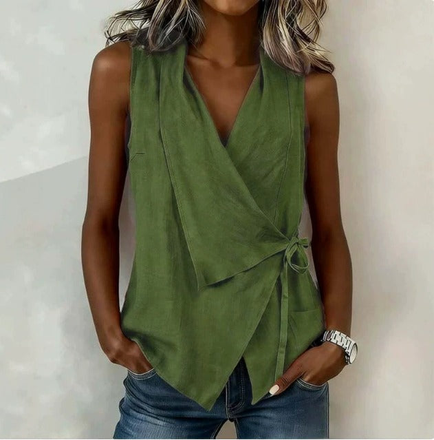 Sandy | Sleeveless Wrap Front Top