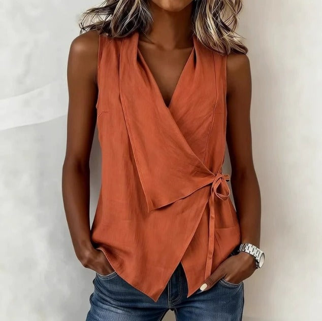 Sandy | Sleeveless Wrap Front Top