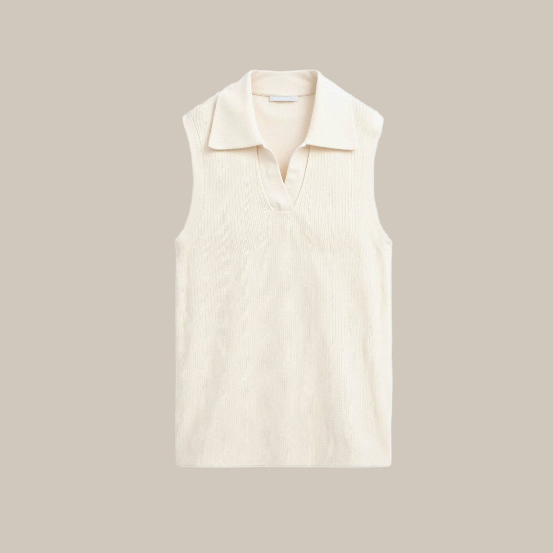 Chic Women’s Knit Top with Open Collar V-Neck