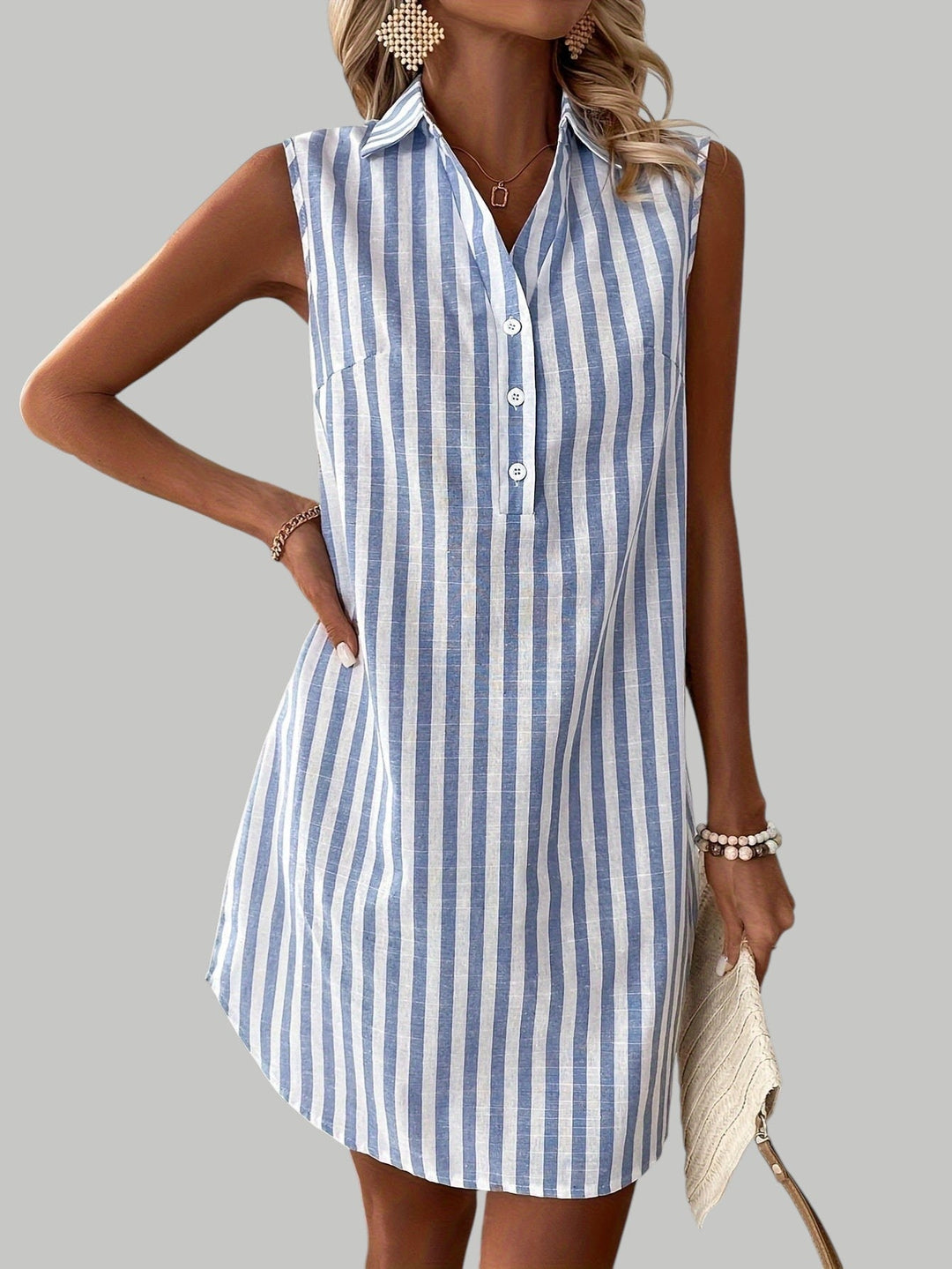 Lola | Sleeveless Striped Shirt Dress