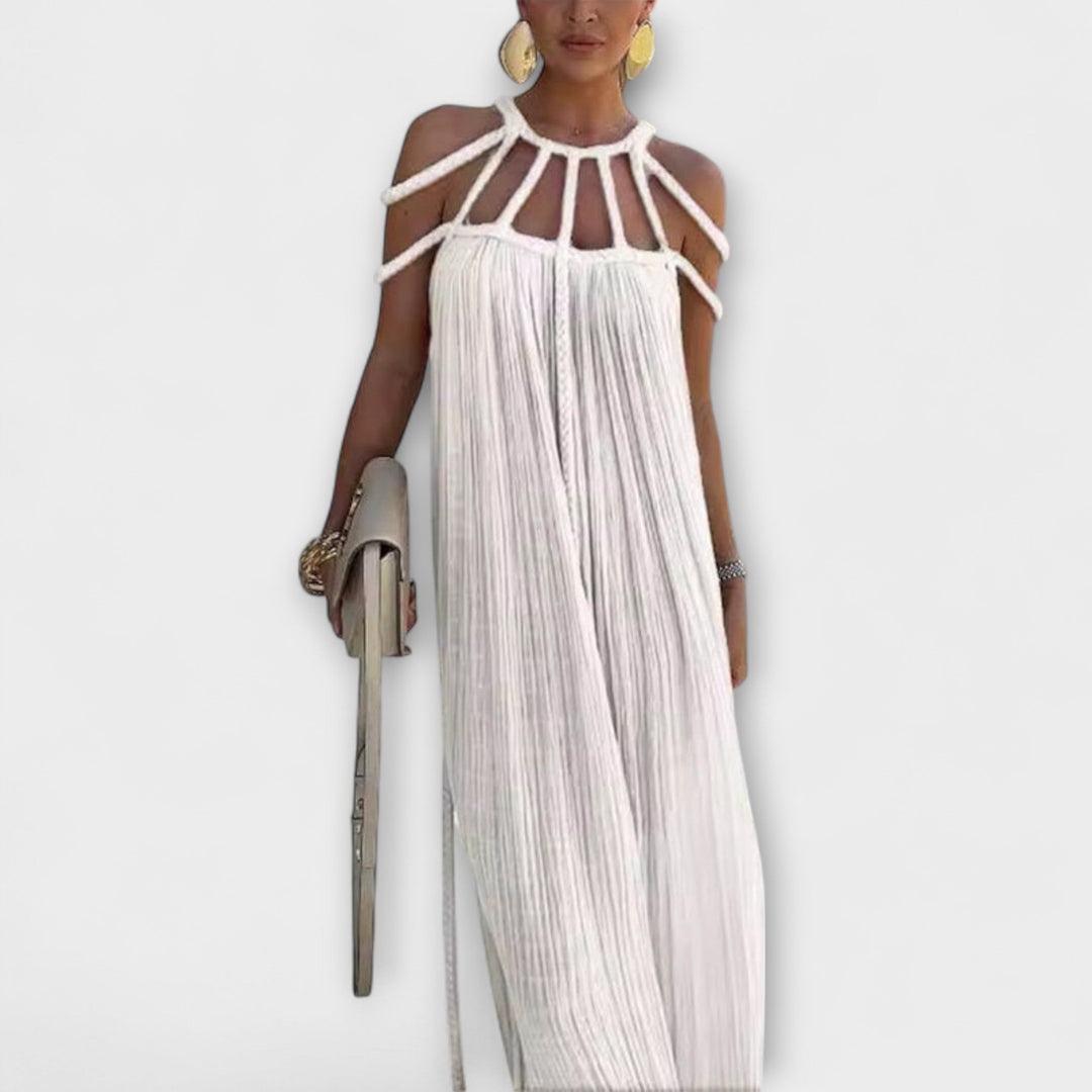 Briar - Linen Blend Maxi Dress with Draped Straps for Any Occasion