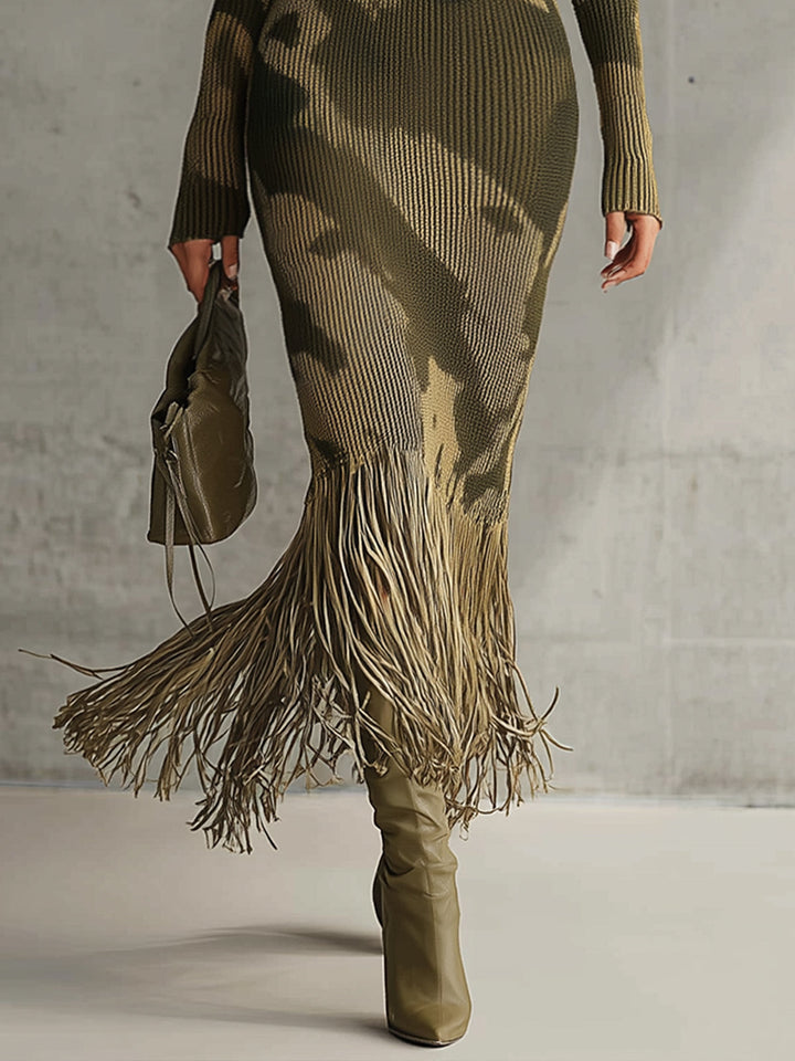 Rianna | Fringe Knit Midi Dress