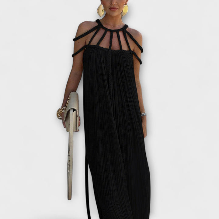 Briar - Linen Blend Maxi Dress with Draped Straps for Any Occasion