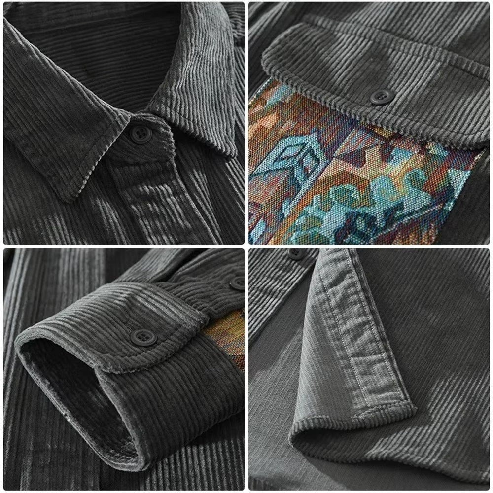 Mercer - Textured Patchwork Button-Up Shirt
