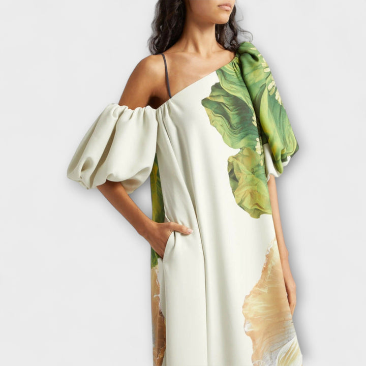 Floral Asymmetrical Maxi Dress for Events