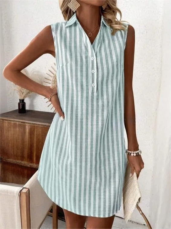 Lola | Sleeveless Striped Shirt Dress