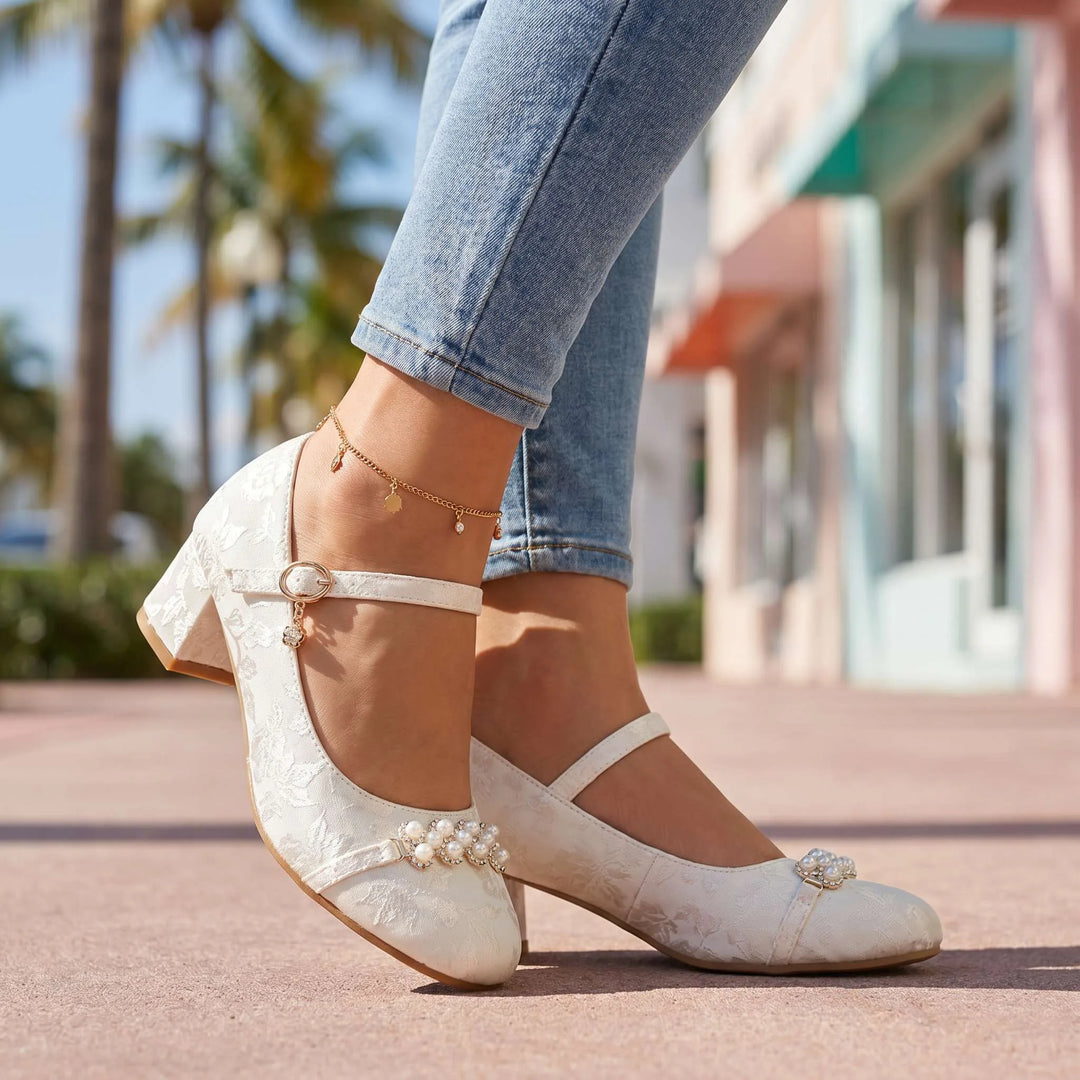 Emilie Floral Mary Jane Heels
