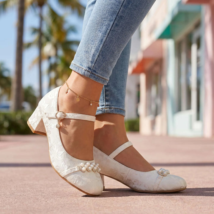 Emilie Floral Mary Jane Heels