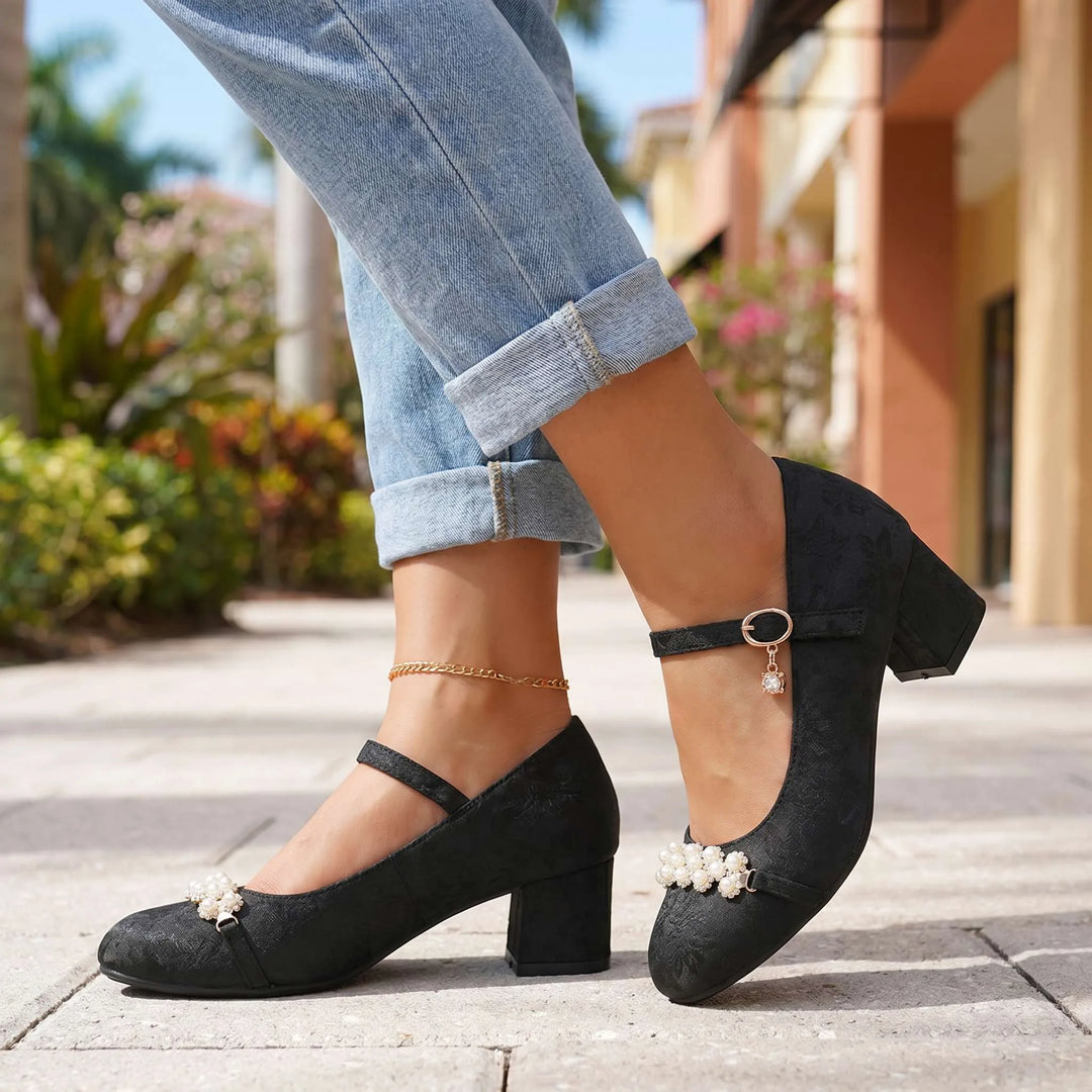 Emilie Floral Mary Jane Heels