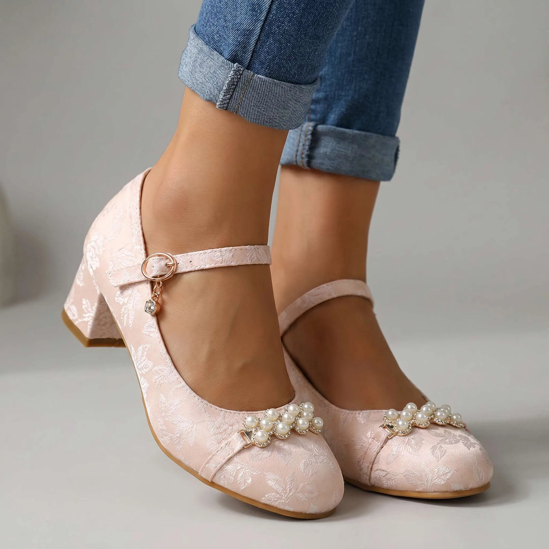 Emilie Floral Mary Jane Heels