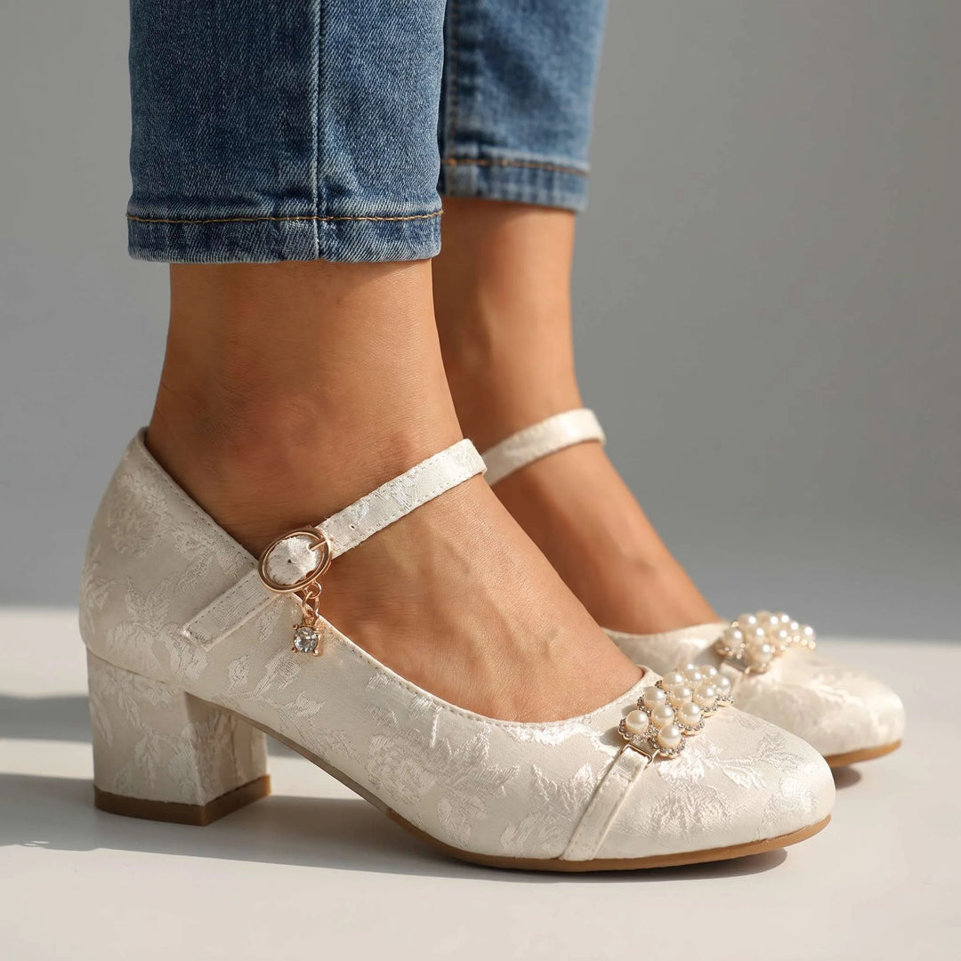 Emilie Floral Mary Jane Heels