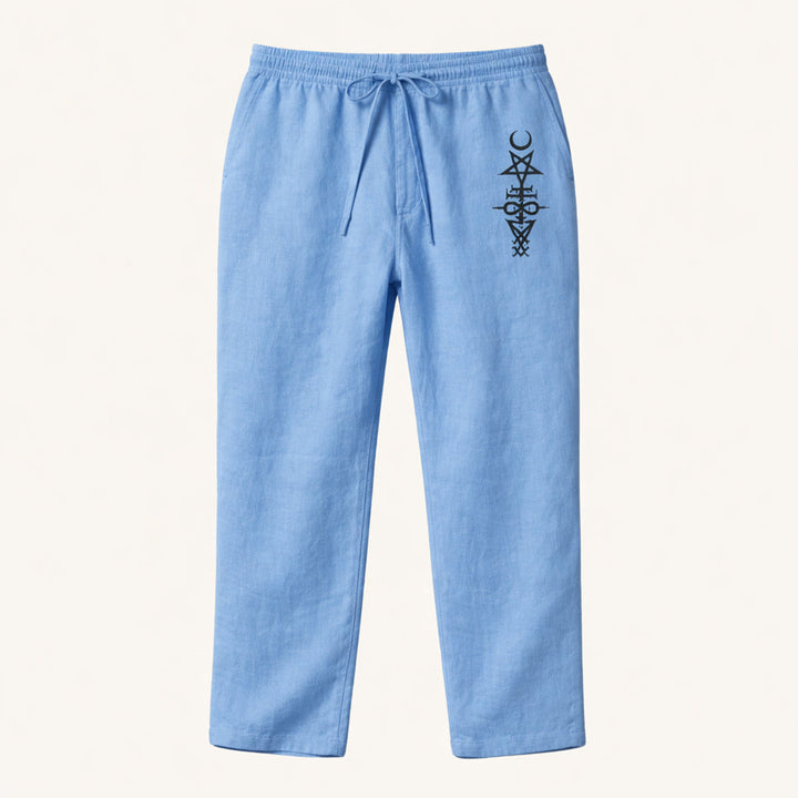 The Maplehill Men’s Casual Relaxed Fit Linen Wide Leg Drawstring Pants