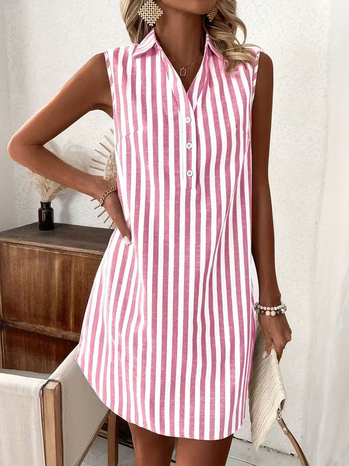 Lola | Sleeveless Striped Shirt Dress