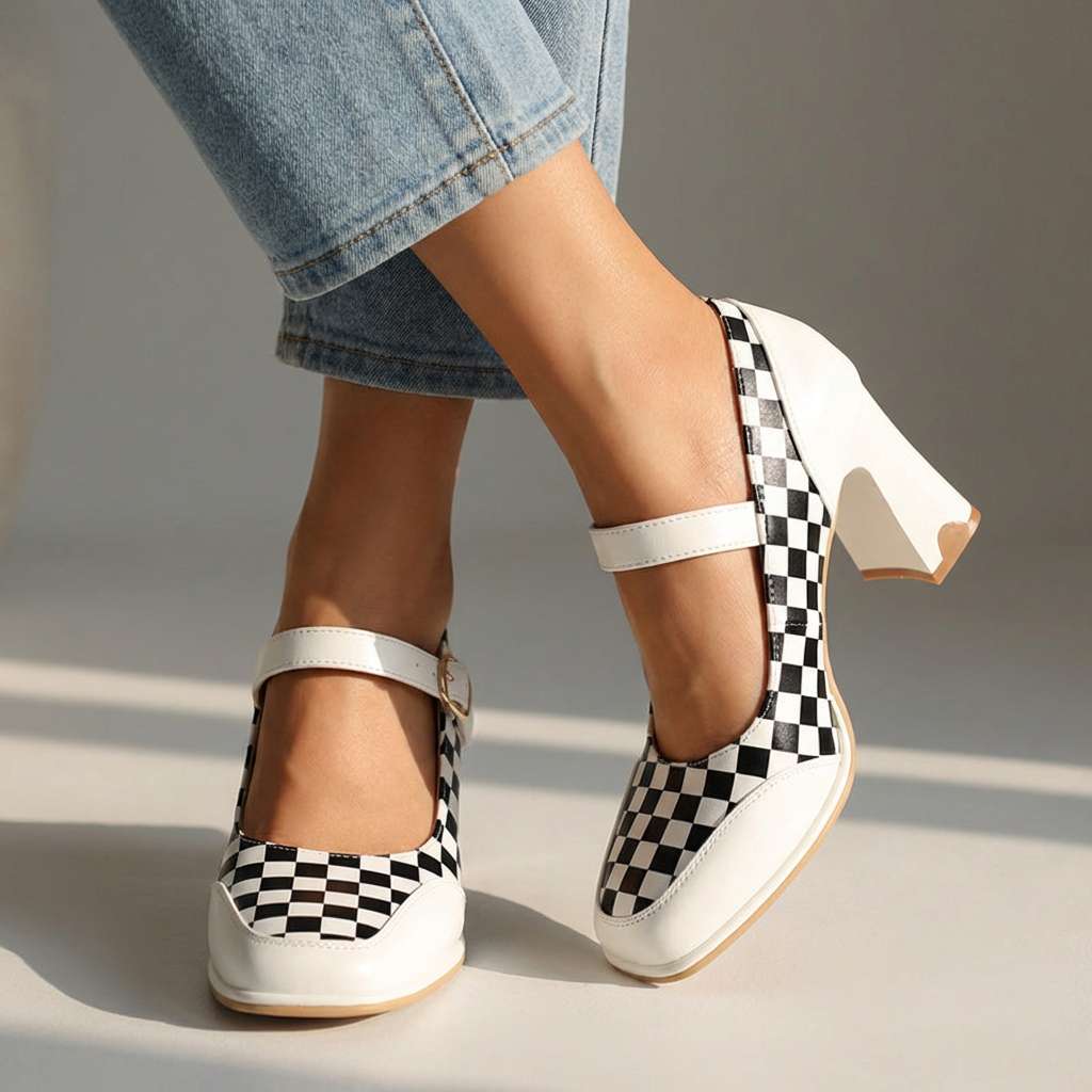 Martha Checkered Mary Jane Pumps