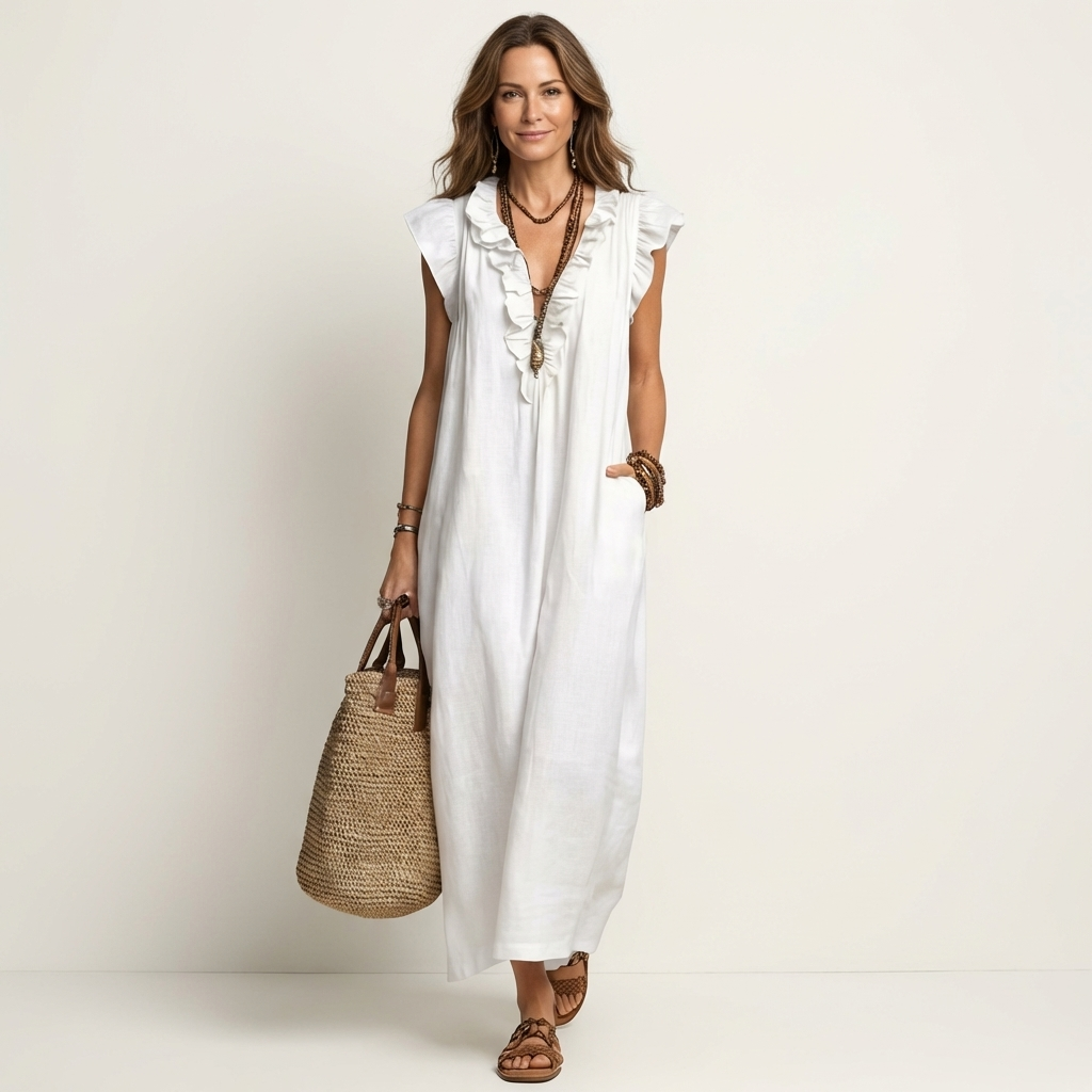 Rafaela | Ruffle V-Neck Maxi Dress