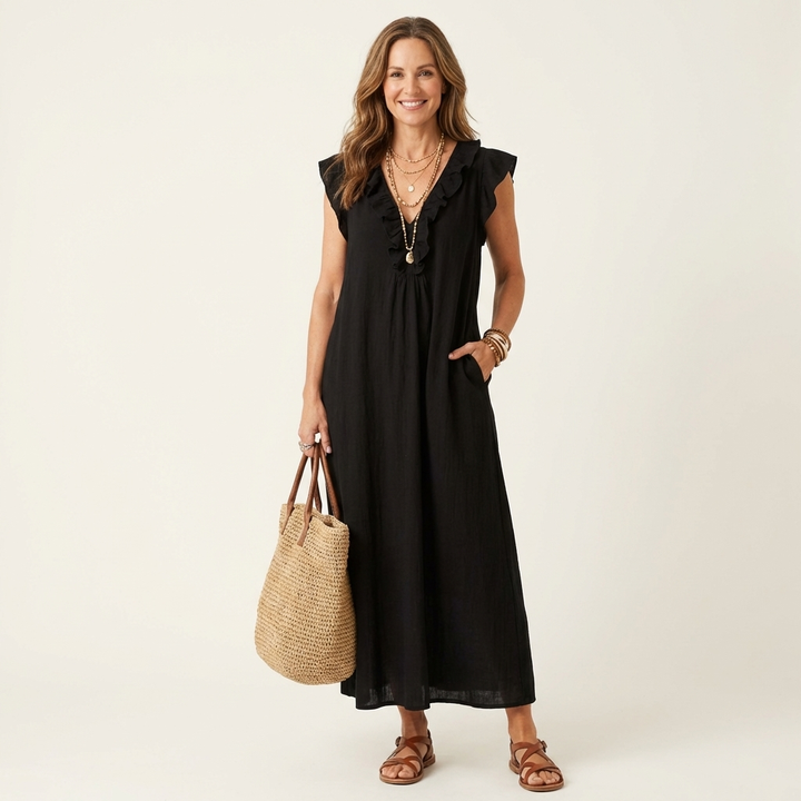 Rafaela | Ruffle V-Neck Maxi Dress