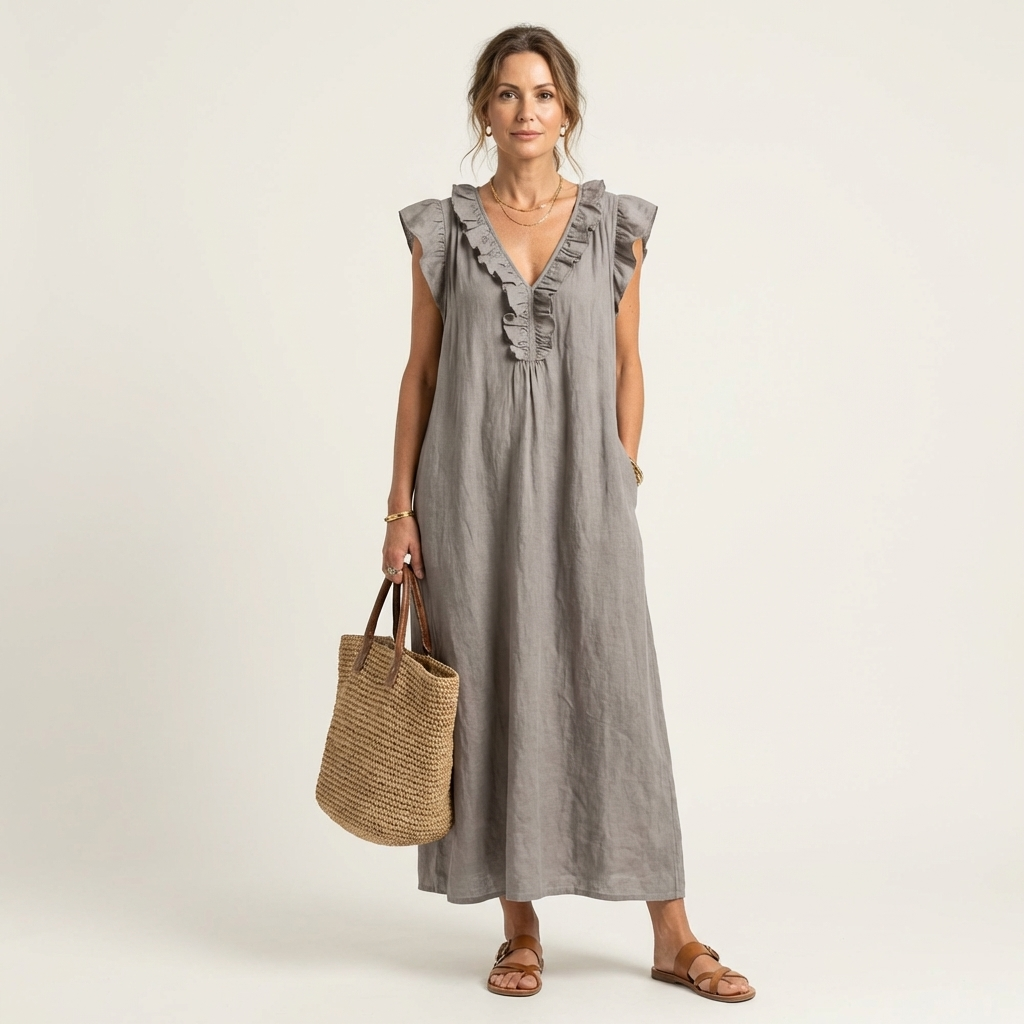 Rafaela | Ruffle V-Neck Maxi Dress