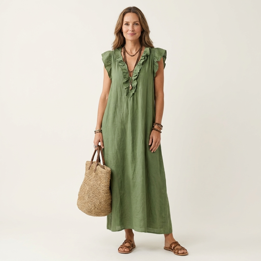 Rafaela | Ruffle V-Neck Maxi Dress