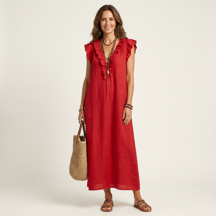 Rafaela | Ruffle V-Neck Maxi Dress