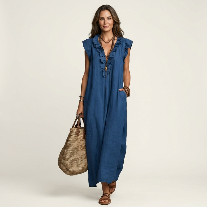 Rafaela | Ruffle V-Neck Maxi Dress