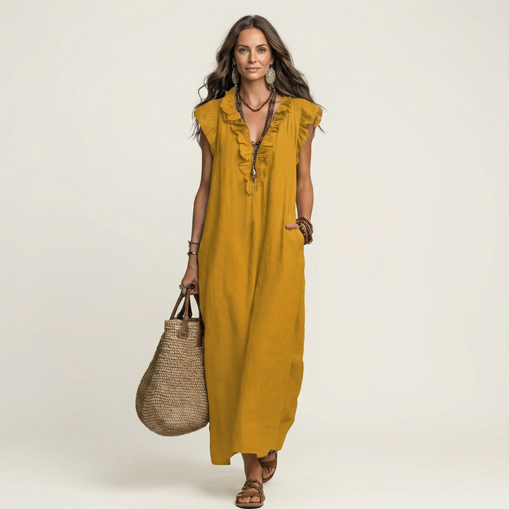 Rafaela | Ruffle V-Neck Maxi Dress