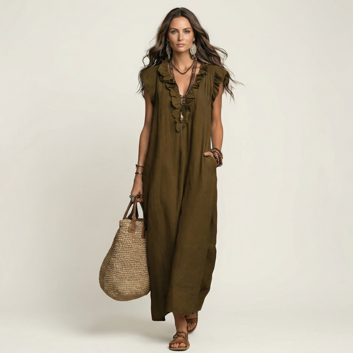 Rafaela | Ruffle V-Neck Maxi Dress