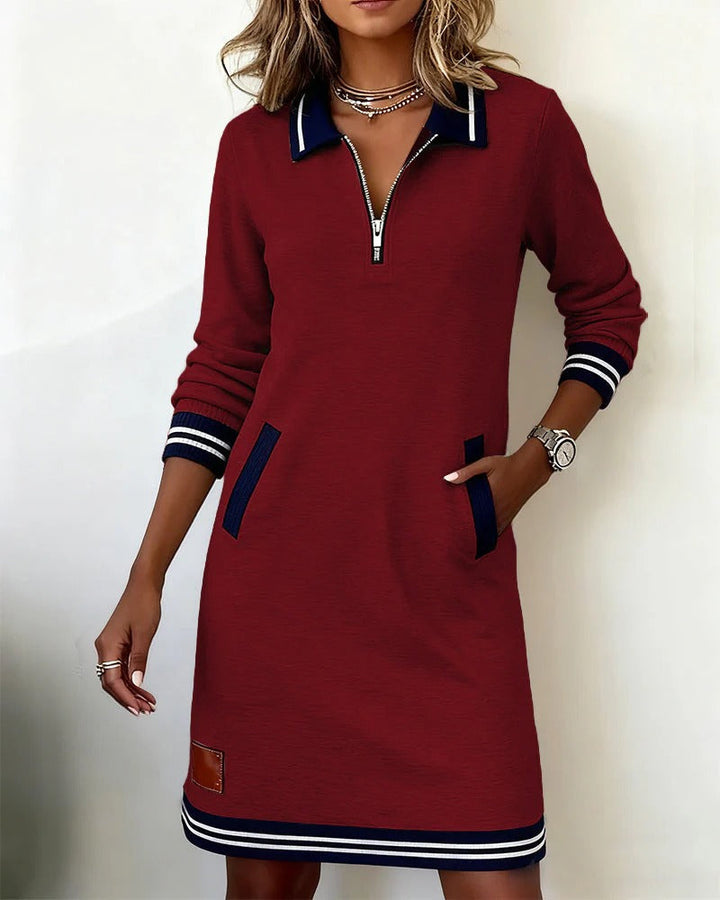 Elly | Contrast Trim Polo Dress