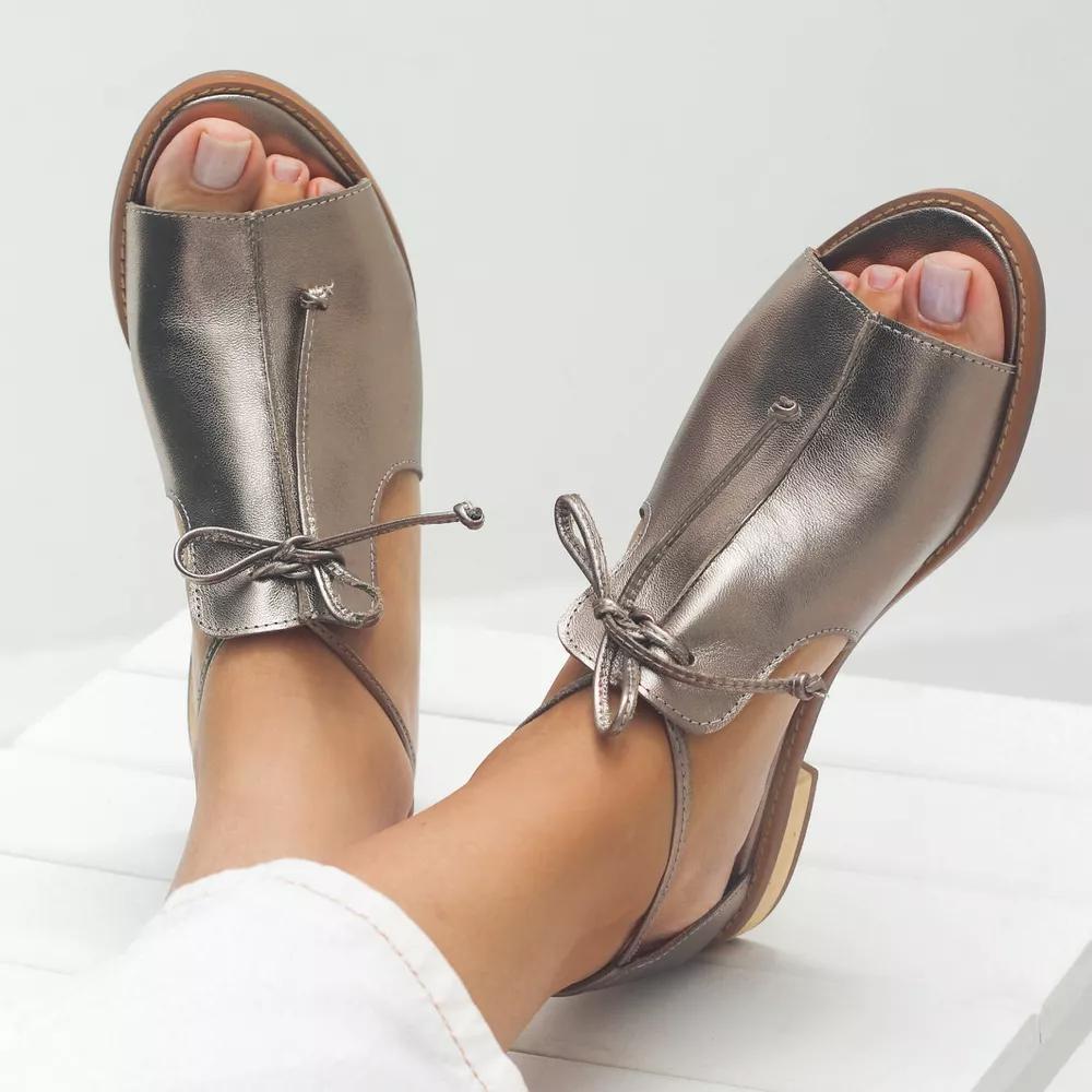 Margot | Metallic Tie-Front Comfort Sandals