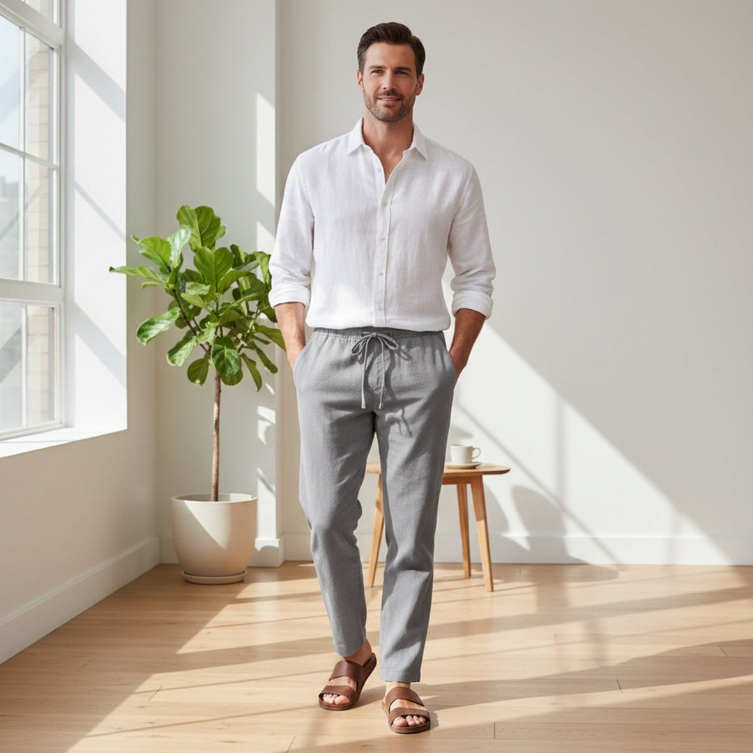 The Meadowgate Men’s Lightweight Breathable Drawstring Cotton Linen Pants