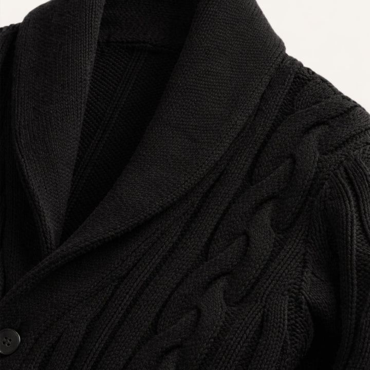 The Florence Men’s Winter Button Up Cable Knit Shawl Collar Cardigan