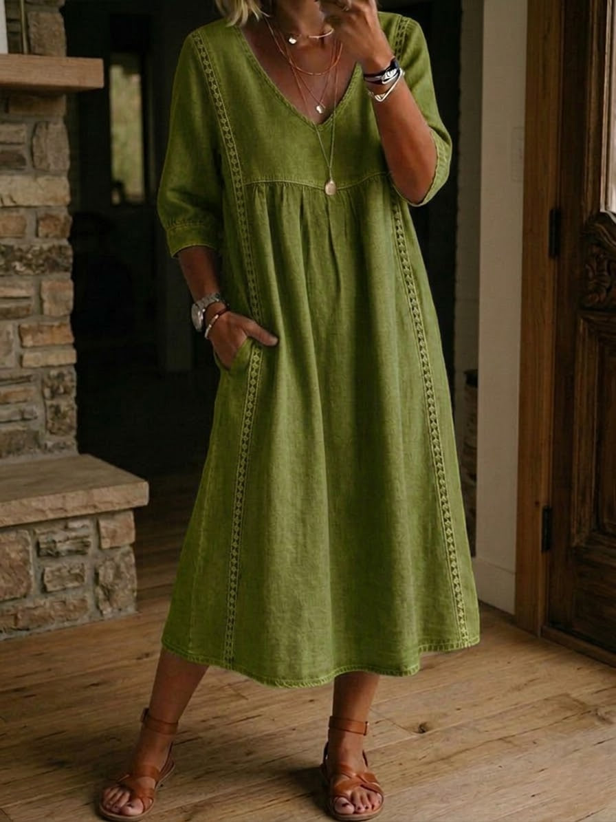 Katarina | Button-Front Pocket Maxi Dress