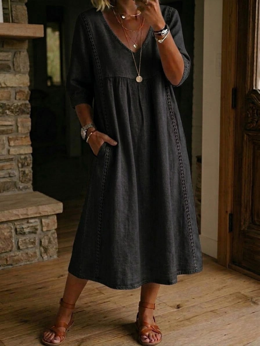 Katarina | Button-Front Pocket Maxi Dress