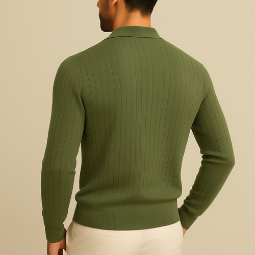 Jacob - Long Sleeve Knit Polo Shirt